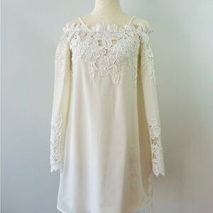 Selfie Leslie Cream Lace Detail Top
